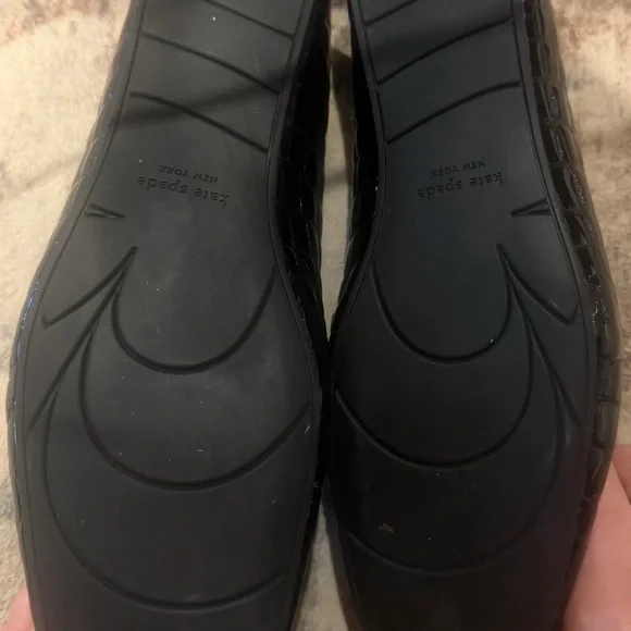 Kate Spade Black Croc-Embossed Loafers with Gold Detail - Picture 6 of 6